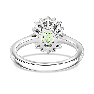 Certified & Appraised Rhapsody AAAA Tsavorite Garnet and E-F VS Diamond 1.60 ctw Ring in 950 Platinum (Size 12.0) 5.90 Grams
