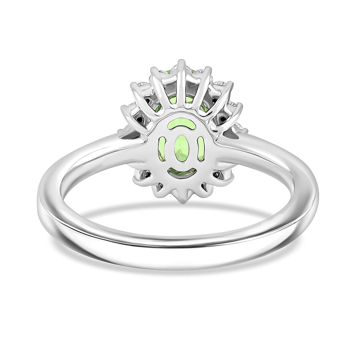 Certified & Appraised Rhapsody AAAA Tsavorite Garnet and E-F VS Diamond 1.60 ctw Ring in 950 Platinum (Size 5.0) 5.90 Grams image number 4