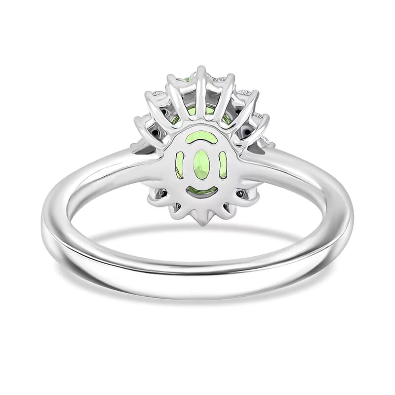 Certified & Appraised Rhapsody AAAA Tsavorite Garnet and E-F VS Diamond 1.60 ctw Ring in 950 Platinum (Size 5.0) 5.90 Grams
