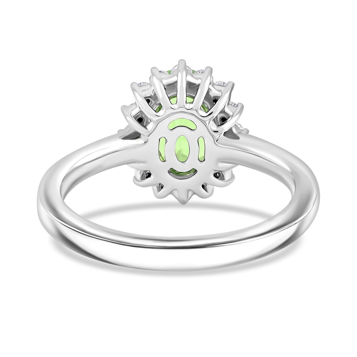 Certified & Appraised Rhapsody AAAA Tsavorite Garnet and E-F VS Diamond 1.60 ctw Ring in 950 Platinum (Size 6.5) 5.90 Grams image number 4