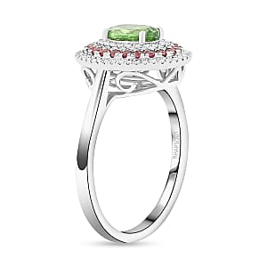  Rhapsody AAAA Tsavorite Garnet, Padparadscha Sapphire and E-F VS Diamond 1.75 ctw Ring in 950 Platinum (Size 10.0) 8 Grams