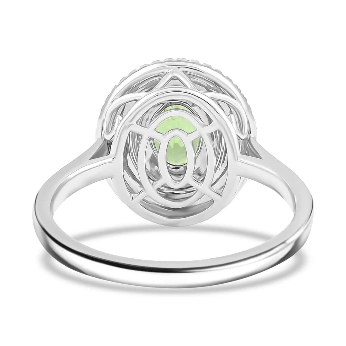 Doorbuster Certified & Appraised Rhapsody AAAA Tsavorite Garnet, Padparadscha Sapphire and E-F VS Diamond 1.75 ctw Ring in 950 Platinum (Size 10.0) 8 Grams image number 4