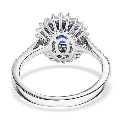 Rhapsody 950 Platinum AAAA Andranondambo Blue Sapphire, Diamond (E-F, VS) (0.40 cts) Ring (Size 11.0) (5.65 g) 1.35 ctw