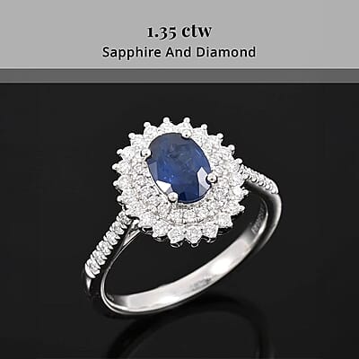 Rhapsody 950 Platinum AAAA Andranondambo Blue Sapphire, Diamond (E-F, VS) (0.40 cts) Ring (Size 12.0) (5.65 g) 1.35 ctw