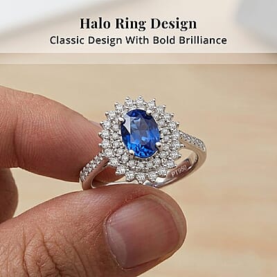 Rhapsody 950 Platinum AAAA Andranondambo Blue Sapphire, Diamond (E-F, VS) (0.40 cts) Ring (Size 12.0) (5.65 g) 1.35 ctw