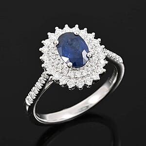 Rhapsody 950 Platinum AAAA Andranondambo Blue Sapphire, Diamond (E-F, VS) (0.40 cts) Ring (Size 5.5) (5.65 g) 1.35 ctw