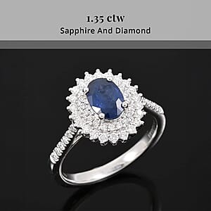 Rhapsody AAAA Andranondambo Blue Sapphire and E-F VS Diamond 1.35 ctw Ring in 950 Platinum (Size 6.0) 5.65 Grams