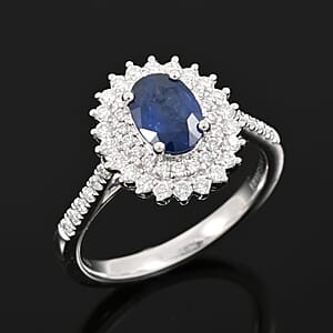 Rhapsody AAAA Andranondambo Blue Sapphire and E-F VS Diamond 1.35 ctw Ring in 950 Platinum (Size 7.0) 5.65 Grams
