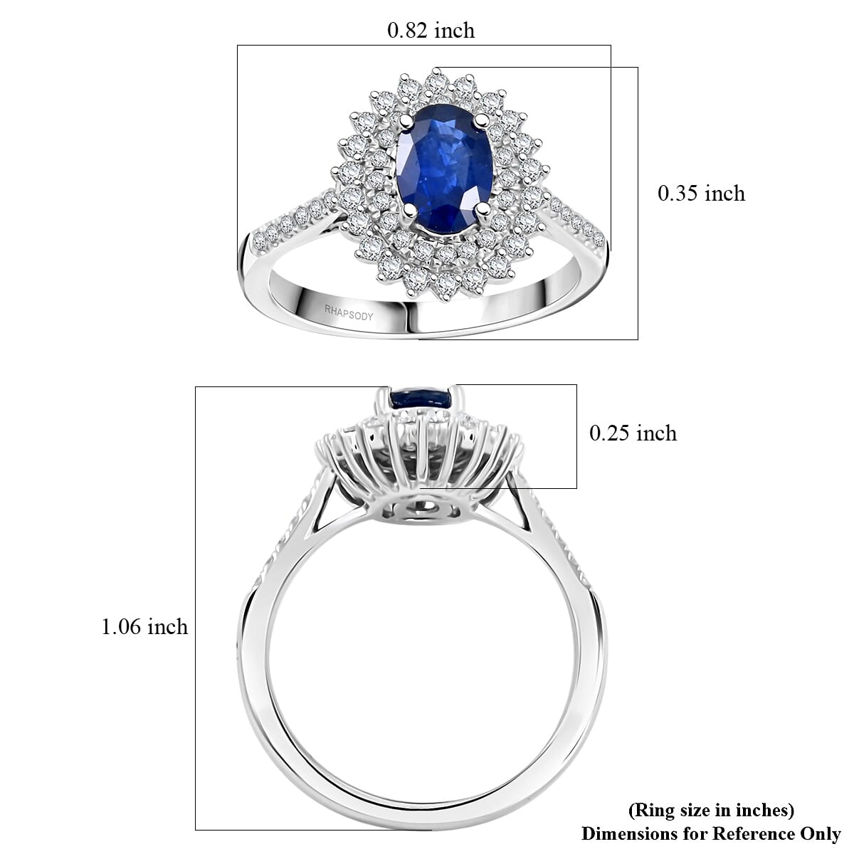 Rhapsody AAAA Andranondambo Blue Sapphire and E-F VS Diamond 1.35 ctw Ring in 950 Platinum (Size 8.0) 5.65 Grams image number 3
