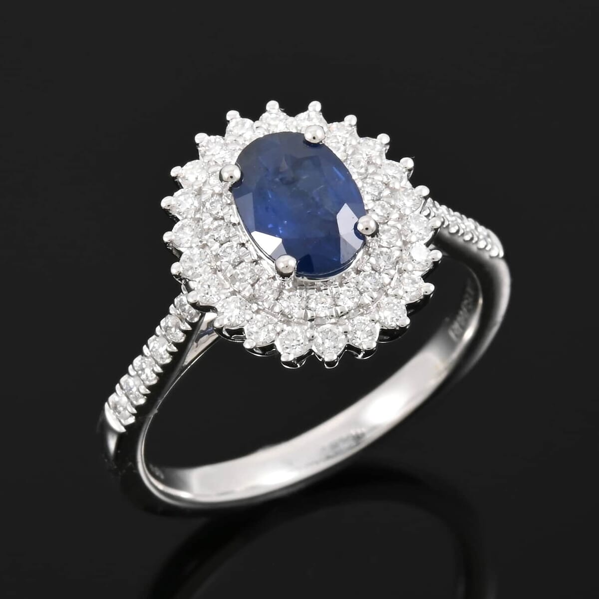 Certified & Appraised Rhapsody 950 Platinum AAAA Blue Sapphire, Diamond (E-F, VS) (0.40 cts) Ring (Size 8.5) 1.35 ctw image number 1