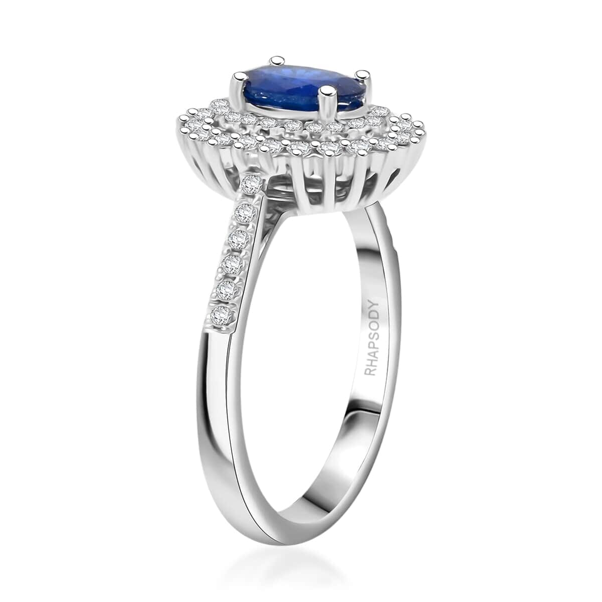 Certified & Appraised Rhapsody 950 Platinum AAAA Blue Sapphire, Diamond (E-F, VS) (0.40 cts) Ring (Size 8.5) 1.35 ctw image number 3