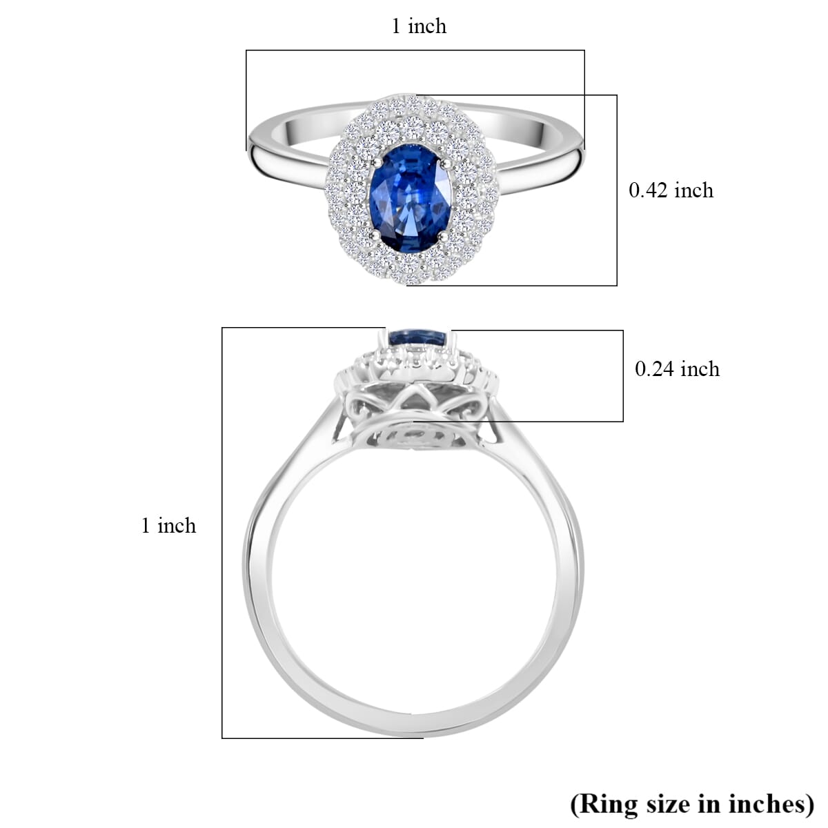Certified & Appraised Rhapsody AAAA Andranondambo Blue Sapphire and E-F VS Diamond 1.45 ctw Double Halo Ring in 950 Platinum (Size 9.0) 6.20 Grams image number 5