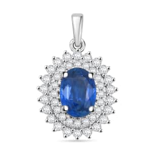 Rhapsody AAAA Andranondambo Blue Sapphire and E-F VS Diamond 1.40 ctw Pendant in 950 Platinum