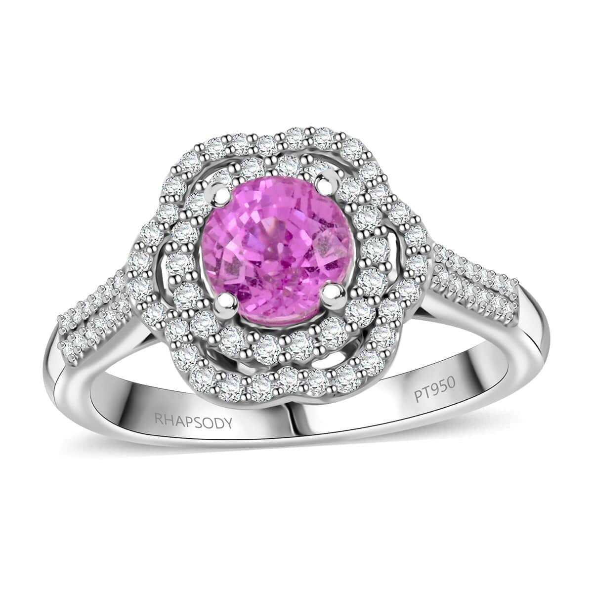 Doorbuster Certified & Appraised Rhapsody AAAA Sakalava Sparkle Madagascar Pink Sapphire and F-E VS Diamond 1.75 ctw Ring in 950 Platinum (Size 10.0) 7 Grams image number 0