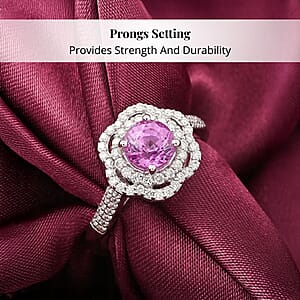 Certified & Appraised Rhapsody 950 Platinum AAA Madagascar Pink Sapphire, Diamond (F-E, VS) (0.41 cts) Ring (Size 11.0) (7 g) 1.75 ctw