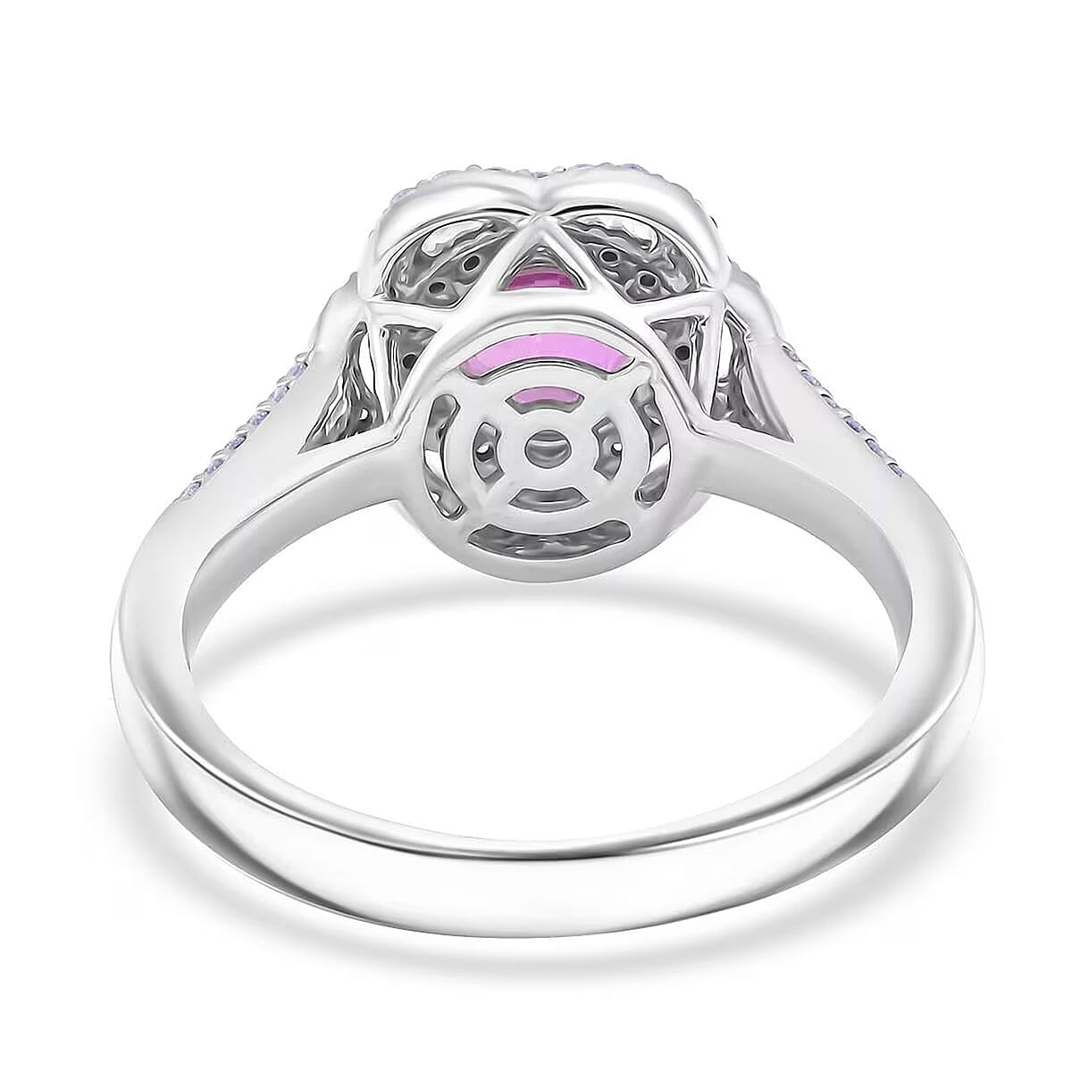 Certified & Appraised Rhapsody 950 Platinum AAA Madagascar Pink Sapphire, Diamond (F-E, VS) (0.41 cts) Ring (Size 5.0) (7 g) 1.75 ctw image number 6