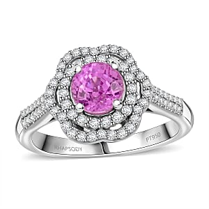 Certified & Appraised Rhapsody 950 Platinum AAA Madagascar Pink Sapphire, Diamond (F-E, VS) (0.41 cts) Ring (Size 5.5) (7 g) 1.75 ctw