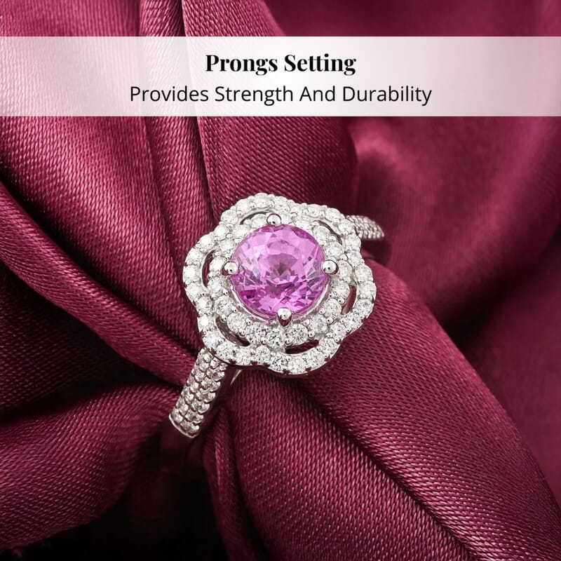Certified & Appraised Rhapsody 950 Platinum AAA Madagascar Pink Sapphire, Diamond (F-E, VS) (0.41 cts) Ring (Size 5.5) (7 g) 1.75 ctw