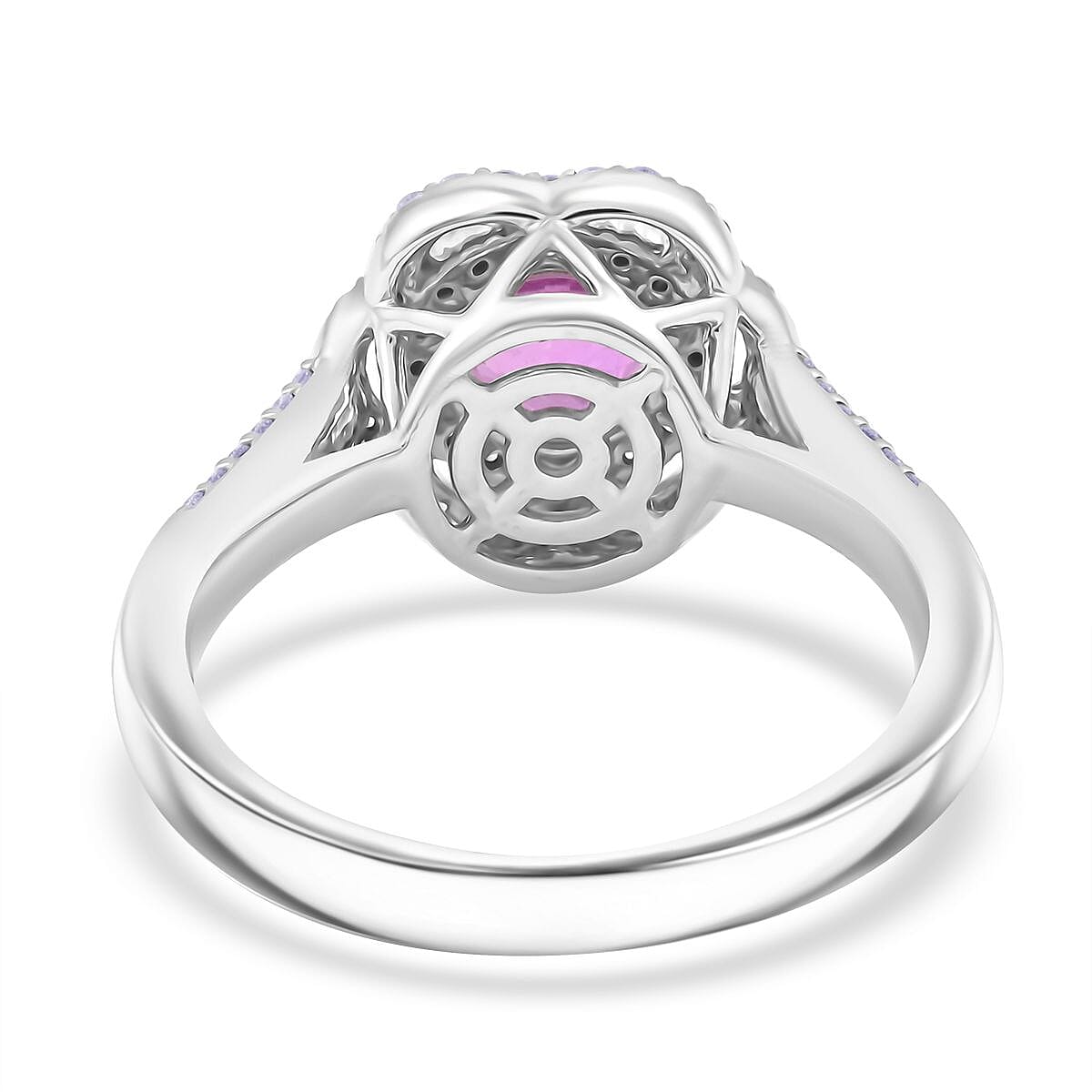 Certified & Appraised Rhapsody 950 Platinum AAA Madagascar Pink Sapphire, Diamond (F-E, VS) (0.41 cts) Ring (Size 5.5) (7 g) 1.75 ctw image number 4