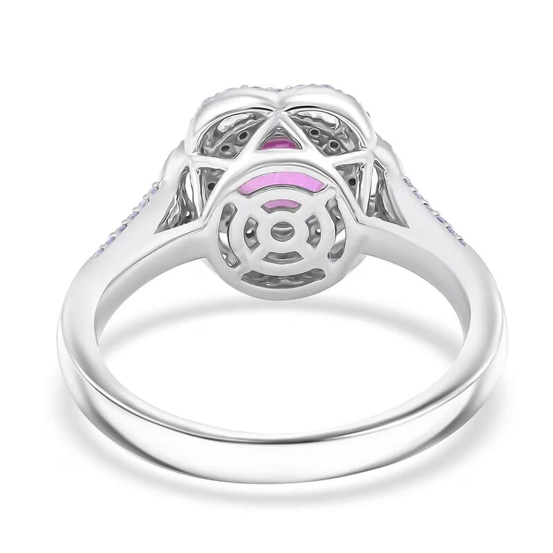 Certified & Appraised Rhapsody 950 Platinum AAA Madagascar Pink Sapphire, Diamond (F-E, VS) (0.41 cts) Ring (Size 5.5) (7 g) 1.75 ctw