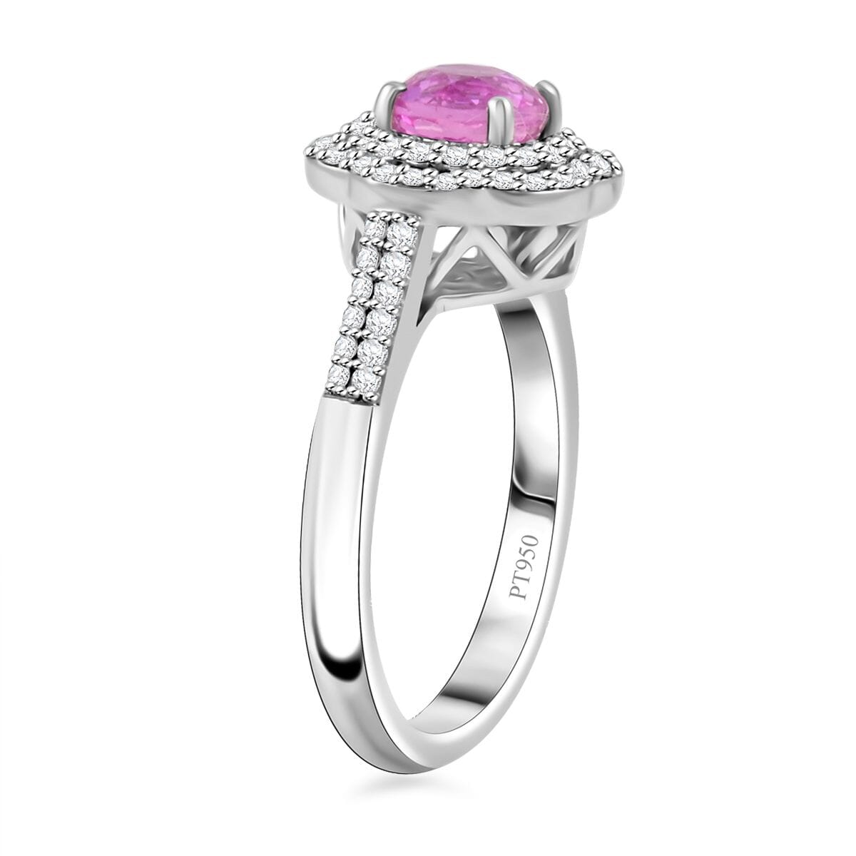 Certified & Appraised Rhapsody 950 Platinum AAA Madagascar Pink Sapphire, Diamond (F-E, VS) (0.41 cts) Ring (Size 7.5) (7 g) 1.75 ctw image number 3