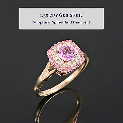 Certified & Appraised Luxoro 10K Yellow Gold AAA Madagascar Pink Sapphire, Pink Spinel, Diamond (G-H, I2) Ring (Size 11.0) 1.35 ctw