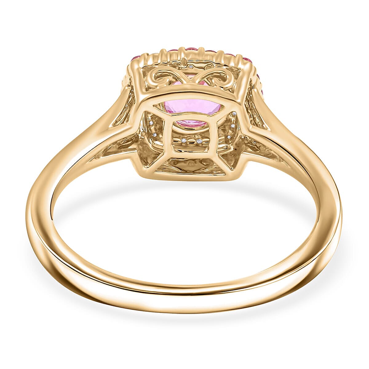 Doorbuster Certified & Appraised Luxoro 10K Yellow Gold AAA Madagascar Pink Sapphire, Pink Spinel, Diamond (G-H, I2) Ring (Size 11.5) 1.35 ctw image number 4
