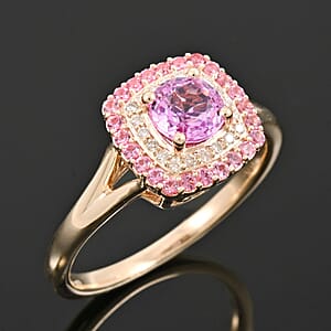 Certified & Appraised Luxoro AAA Madagascar Pink Sapphire, Pink Spinel and G-H I2 Diamond 1.35 ctw Ring in 10K Yellow Gold (Size 6.0)