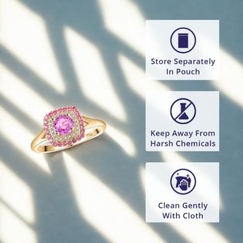 Certified & Appraised Luxoro AAA Madagascar Pink Sapphire, Pink Spinel and G-H I2 Diamond 1.35 ctw Ring in 10K Yellow Gold (Size 6.0)