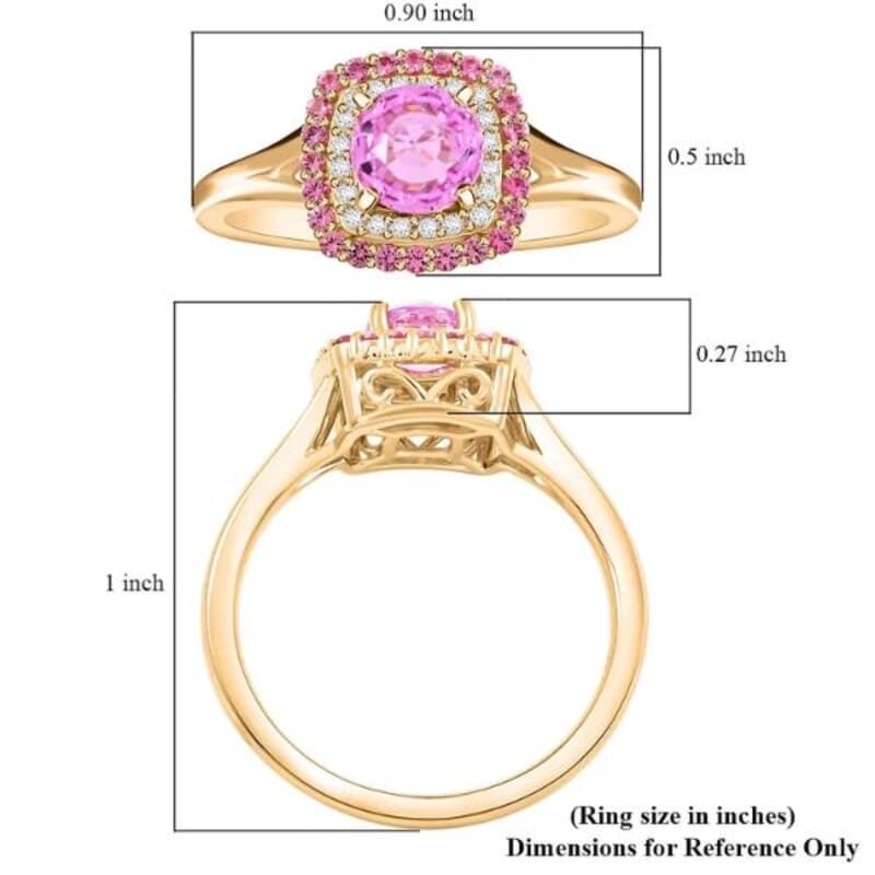 Certified & Appraised Luxoro AAA Madagascar Pink Sapphire, Pink Spinel and G-H I2 Diamond 1.35 ctw Ring in 10K Yellow Gold (Size 6.0)