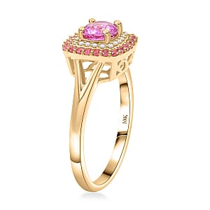  Certified & Appraised Luxoro 10K Yellow Gold AAA Madagascar Pink Sapphire, Pink Spinel, Diamond (G-H, I2) Ring (Size 9.5) 1.35 ctw