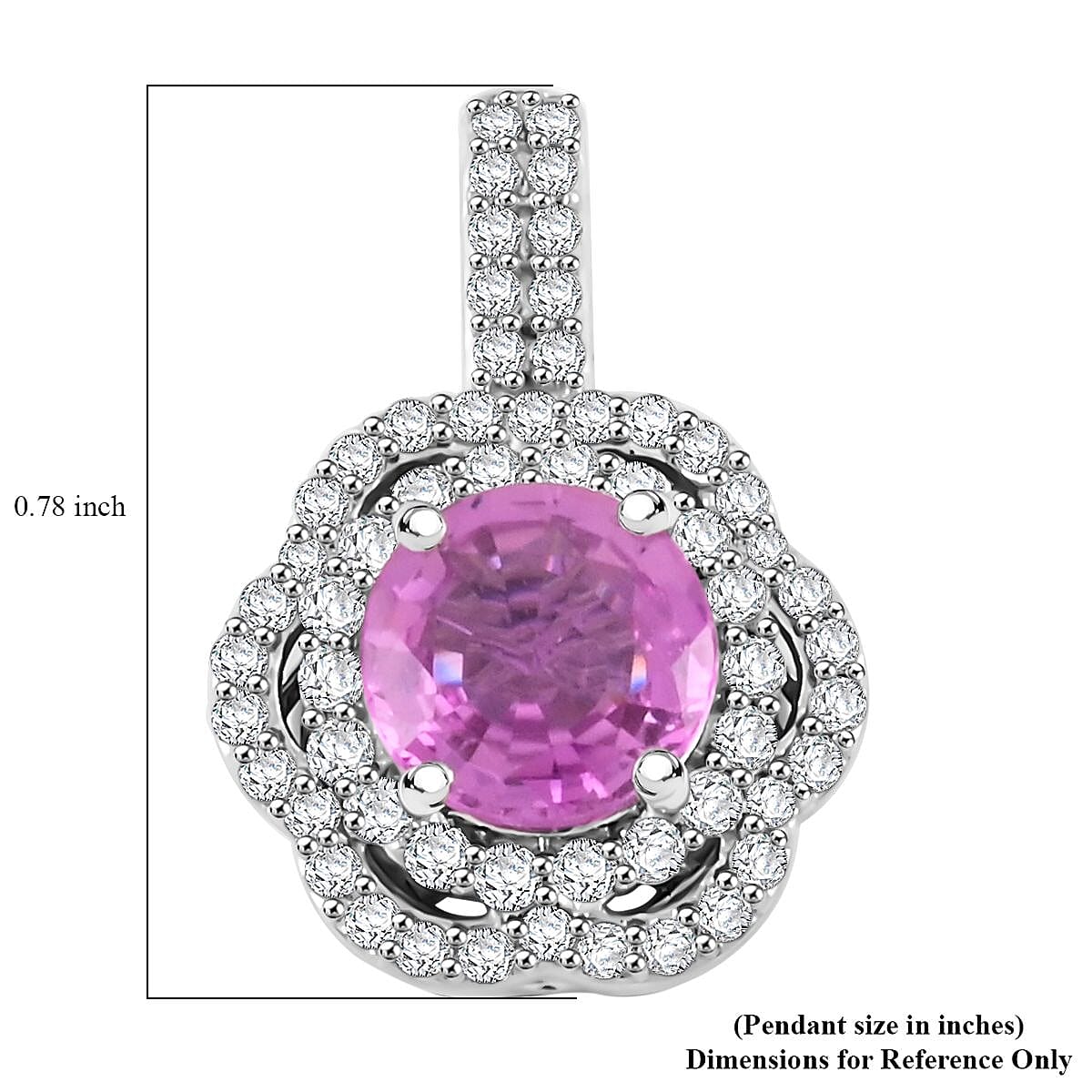 Certified & Appraised Rhapsody AAAA Sakalava Sparkle Madagascar Pink Sapphire and F-E VS Diamond 1.55 ctw Pendant without Chain in 950 Platinum 4 Grams