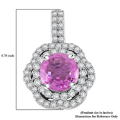 Certified & Appraised Rhapsody AAAA Sakalava Sparkle Madagascar Pink Sapphire and F-E VS Diamond 1.55 ctw Pendant without Chain in 950 Platinum 4 Grams