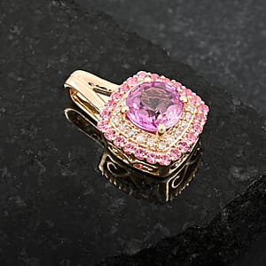  Luxoro AAA Madagascar Pink Sapphire, Pink Spinel and G-H I2 Diamond 1.35 ctw Pendant without Chain in 10K Yellow Gold