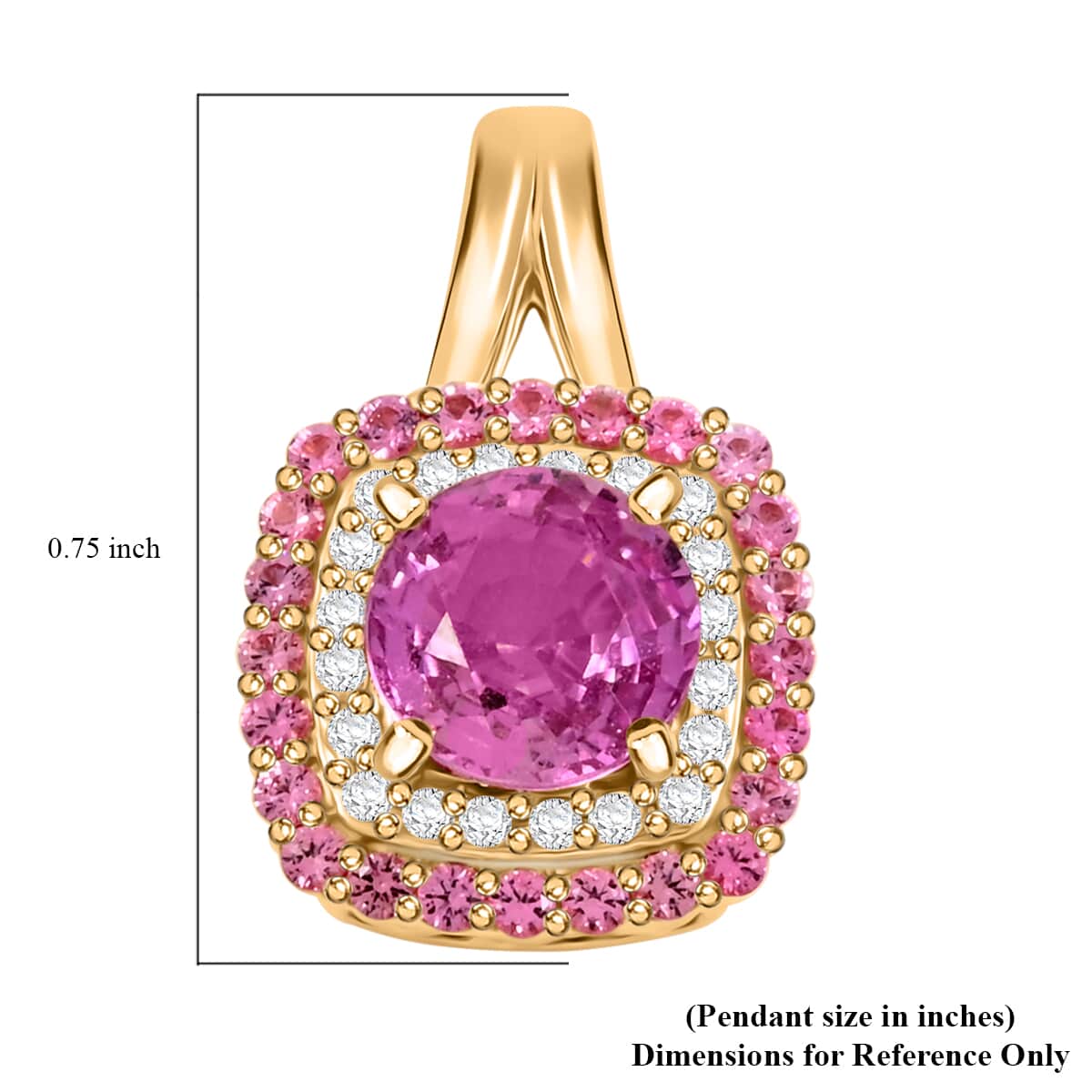 Certified & Appraised Luxoro AAA Madagascar Pink Sapphire, Pink Spinel and G-H I2 Diamond 1.35 ctw Pendant in 10K Yellow Gold image number 4