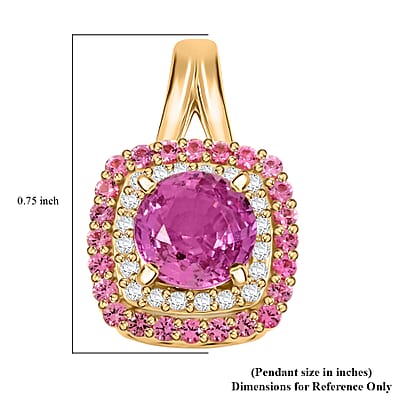 Luxoro AAA Madagascar Pink Sapphire, Pink Spinel and G-H I2 Diamond 1.35 ctw Pendant without Chain in 10K Yellow Gold