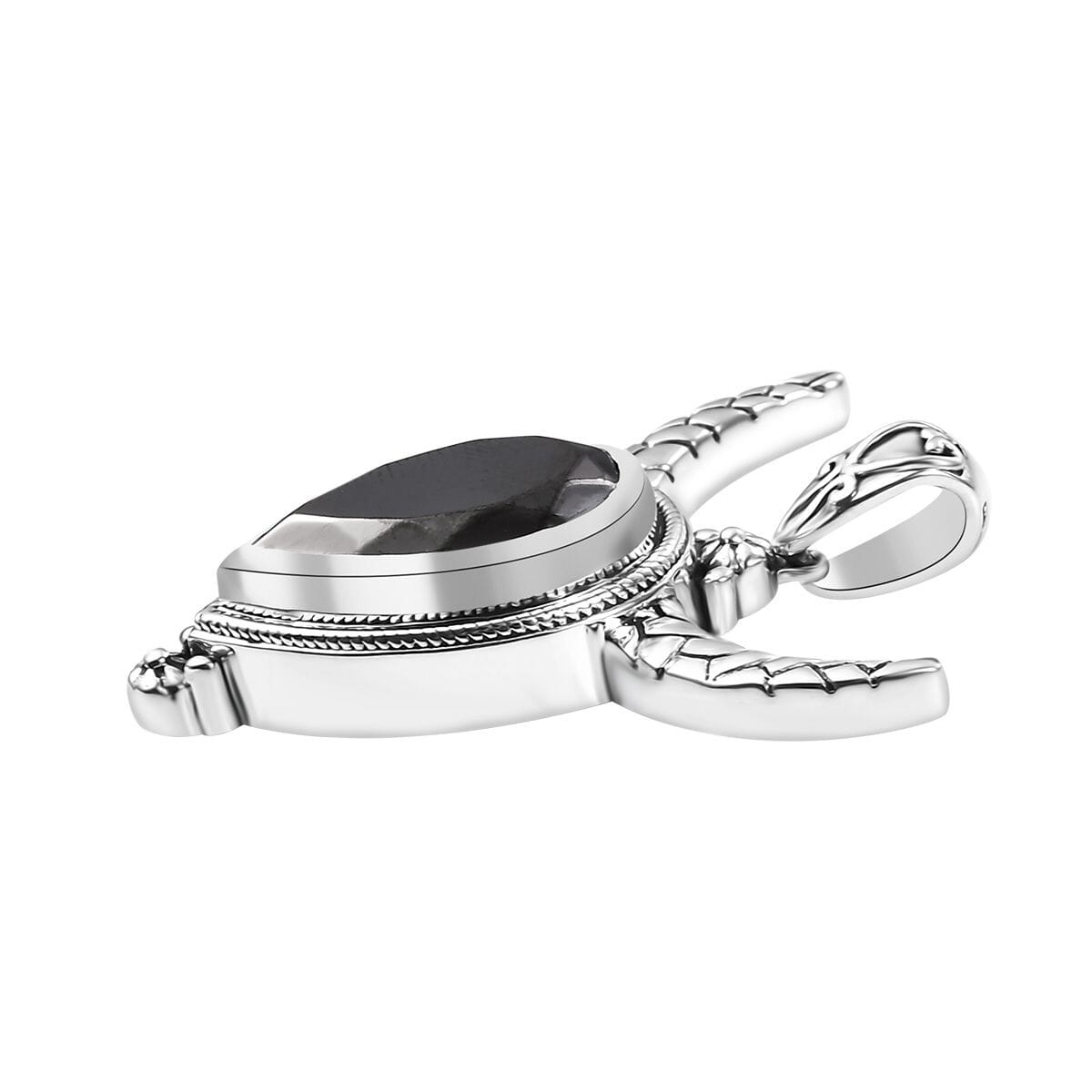 Artisan Crafted Elite Shungite 8.50 ctw Bull Head Pendant without Chain in Black Oxidized Sterling Silver image number 3