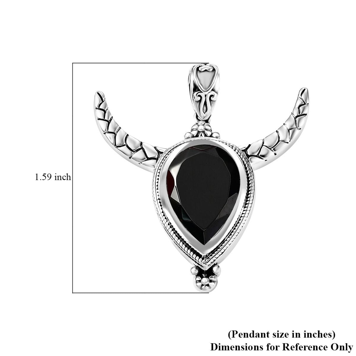 Artisan Crafted Elite Shungite 8.50 ctw Bull Head Pendant without Chain in Black Oxidized Sterling Silver image number 5