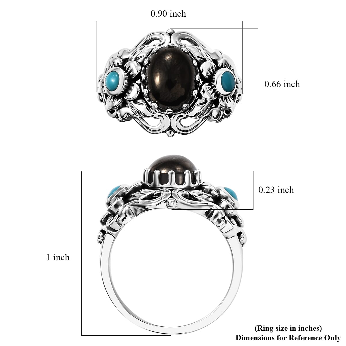 Elite Shungite and Sleeping Beauty Turquoise 1.40 ctw Ring in Sterling Silver (Size 11.0) image number 5