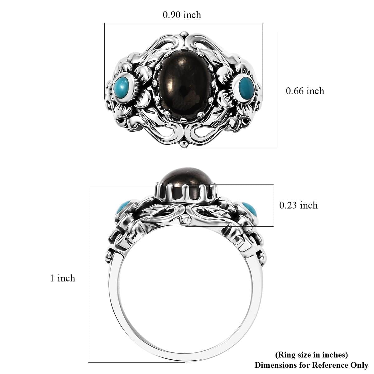 Elite Shungite and Sleeping Beauty Turquoise 1.40 ctw Ring in Sterling Silver (Size 7.0) image number 5