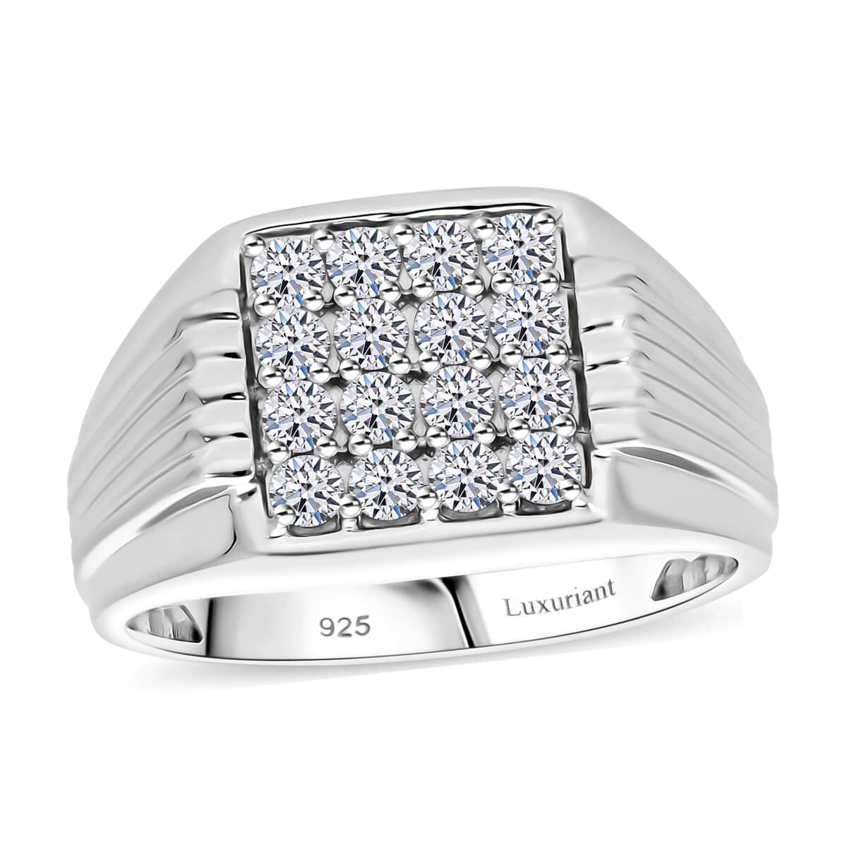 Luxuriant Lab Grown Diamond G-H SI 1.00 ctw Men's Ring in Platinum Over Sterling Silver (Size 10.0) image number 0