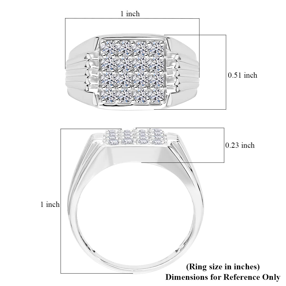 Luxuriant Lab Grown Diamond G-H SI 1.00 ctw Men's Ring in Platinum Over Sterling Silver (Size 10.0) image number 4