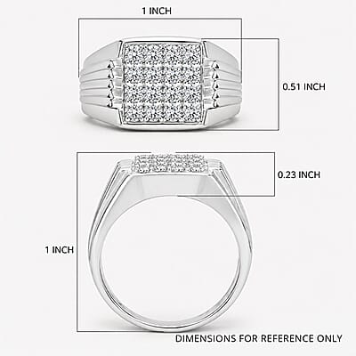 Luxuriant Lab Grown Diamond G-H SI 1.00 ctw Men's Ring in Rhodium Over Sterling Silver (Size 10.0)