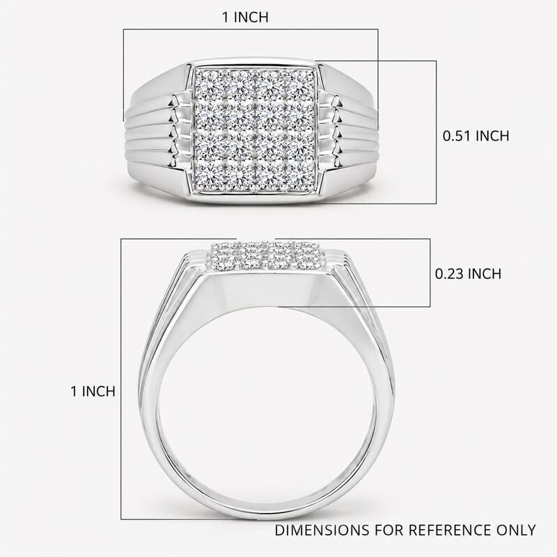 Luxuriant Lab Grown Diamond G-H SI 1.00 ctw Men's Ring in Rhodium Over Sterling Silver (Size 10.0)