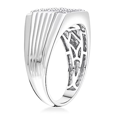 Luxuriant Lab Grown Diamond G-H SI 1.00 ctw Men's Ring in Rhodium Over Sterling Silver (Size 10.0)