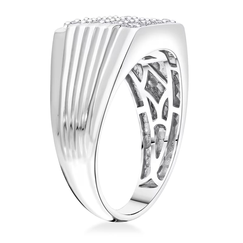Luxuriant Lab Grown Diamond G-H SI 1.00 ctw Men's Ring in Rhodium Over Sterling Silver (Size 10.0)
