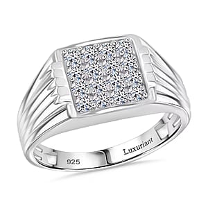 Luxuriant Lab Grown Diamond G-H SI 1.00 ctw Men's Ring in Platinum Over Sterling Silver (Size 12.0)