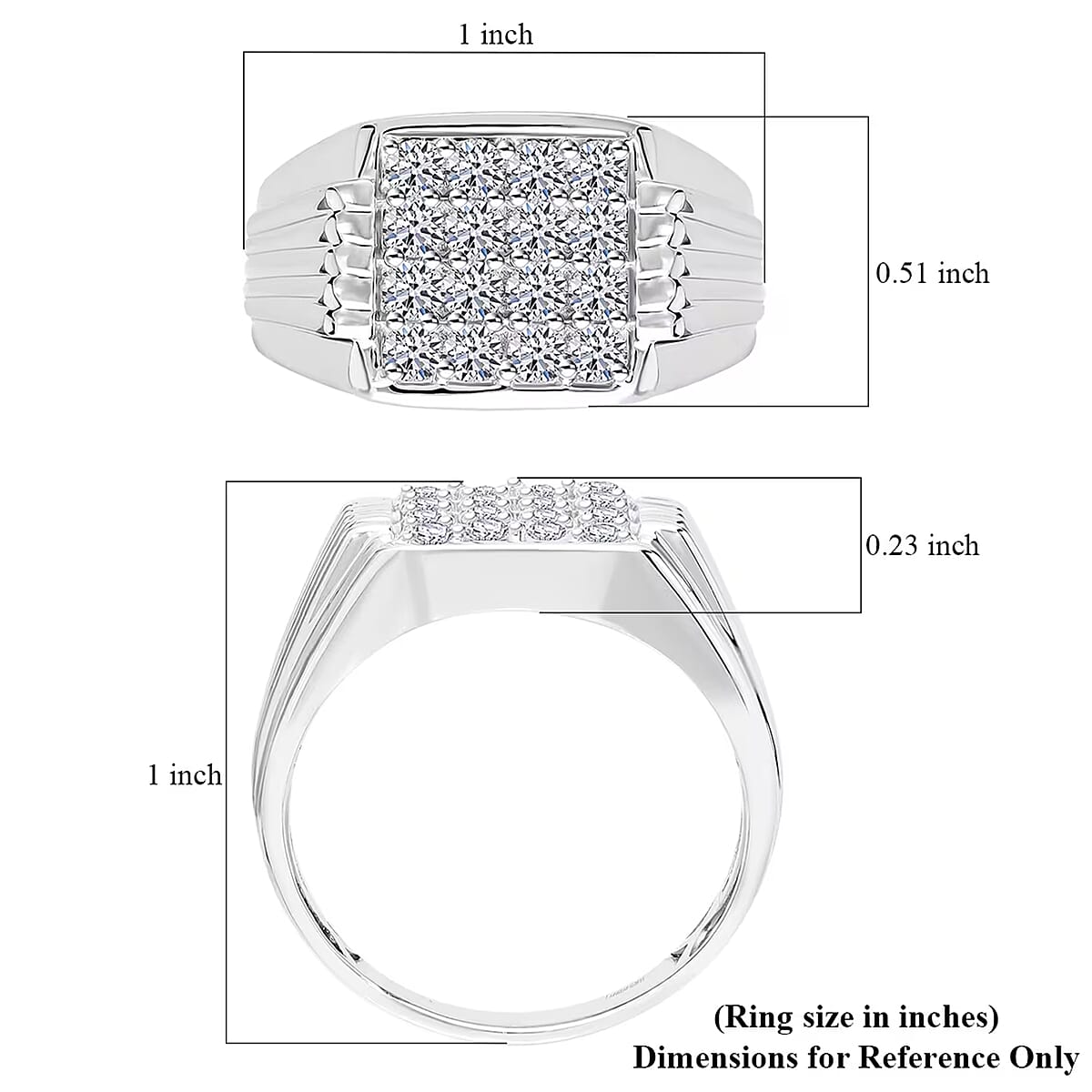 Luxuriant Lab Grown Diamond G-H SI 1.00 ctw Men's Ring in Rhodium Over Sterling Silver (Size 13.0) (Del. in 12-15 Days) image number 7