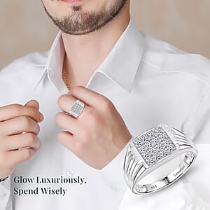 Luxuriant Lab Grown Diamond G-H SI 1.00 ctw Men's Ring in Platinum Over Sterling Silver (Size 14.0) (Del. in 12-15 Days)