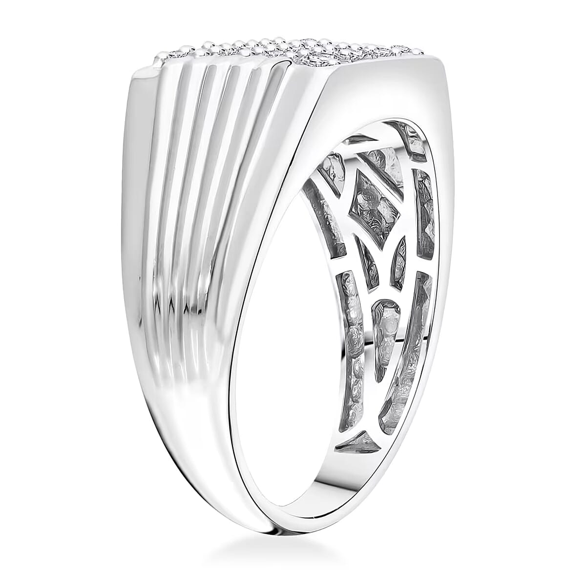 Luxuriant Lab Grown Diamond G-H SI 1.00 ctw Men's Ring in Platinum Over Sterling Silver (Size 14.0) image number 8